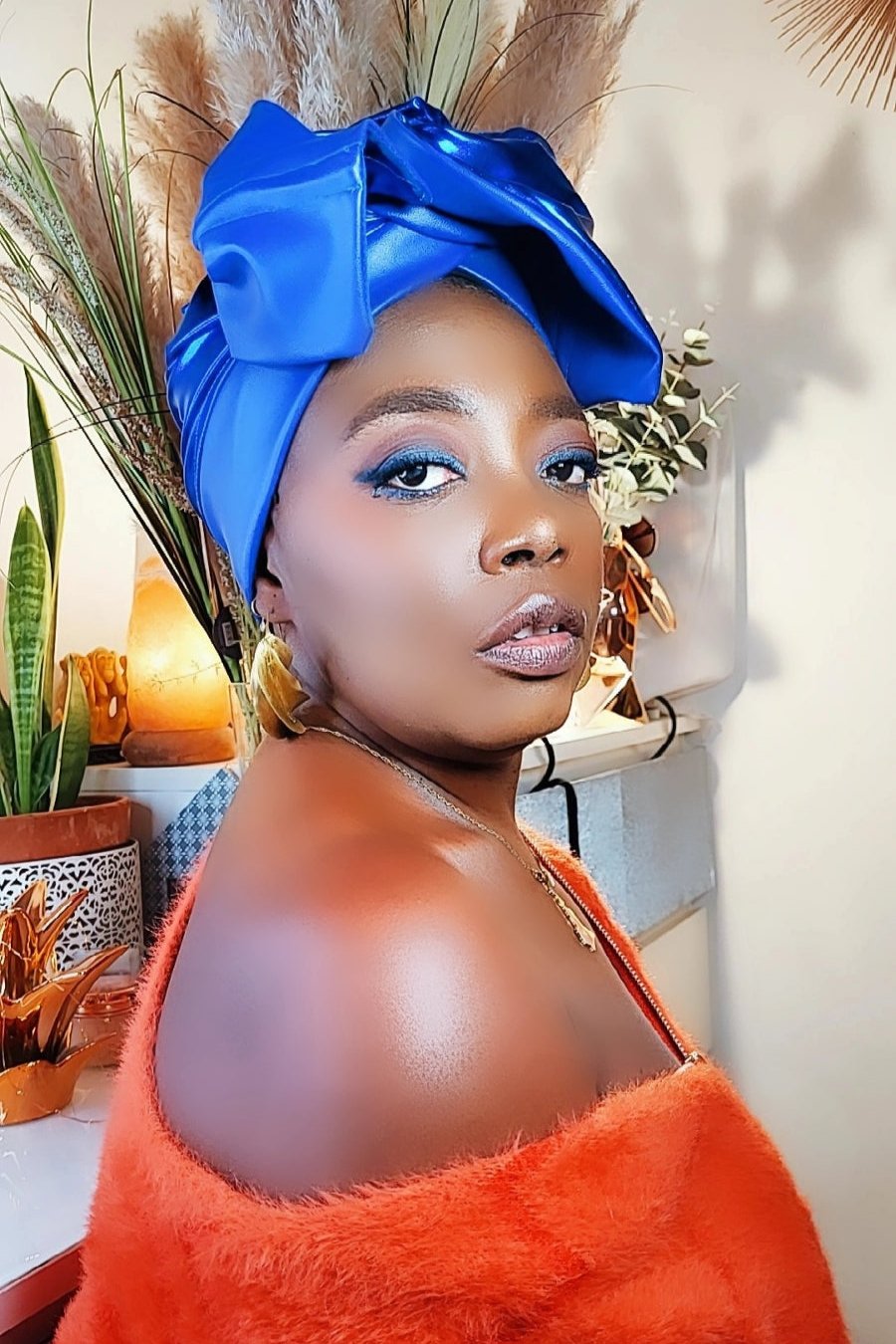 Foulard bamouna bleu roi