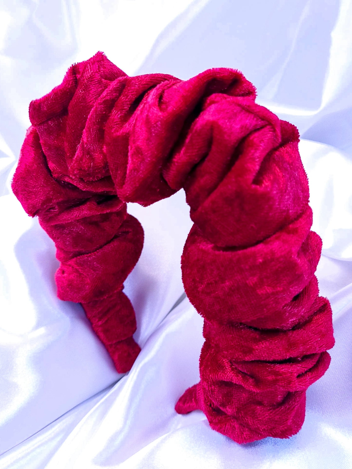 Serre-tête scrunchie -Velours rouge