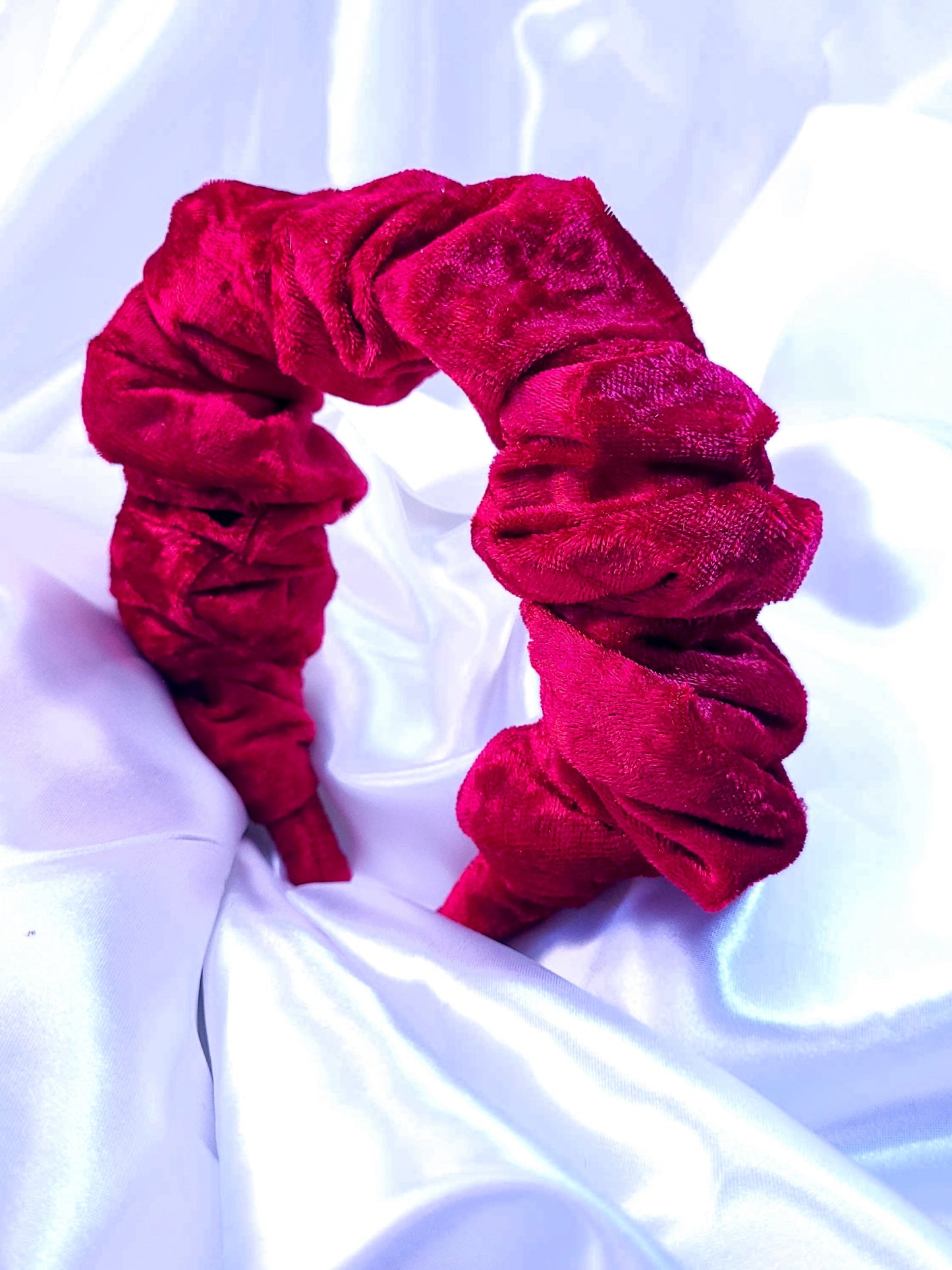 Serre-tête scrunchie -Velours rouge