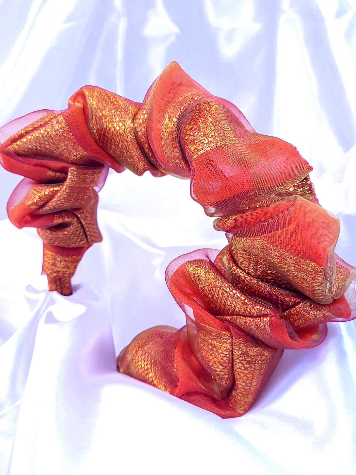 Serre-tête scrunchie - Organza orange