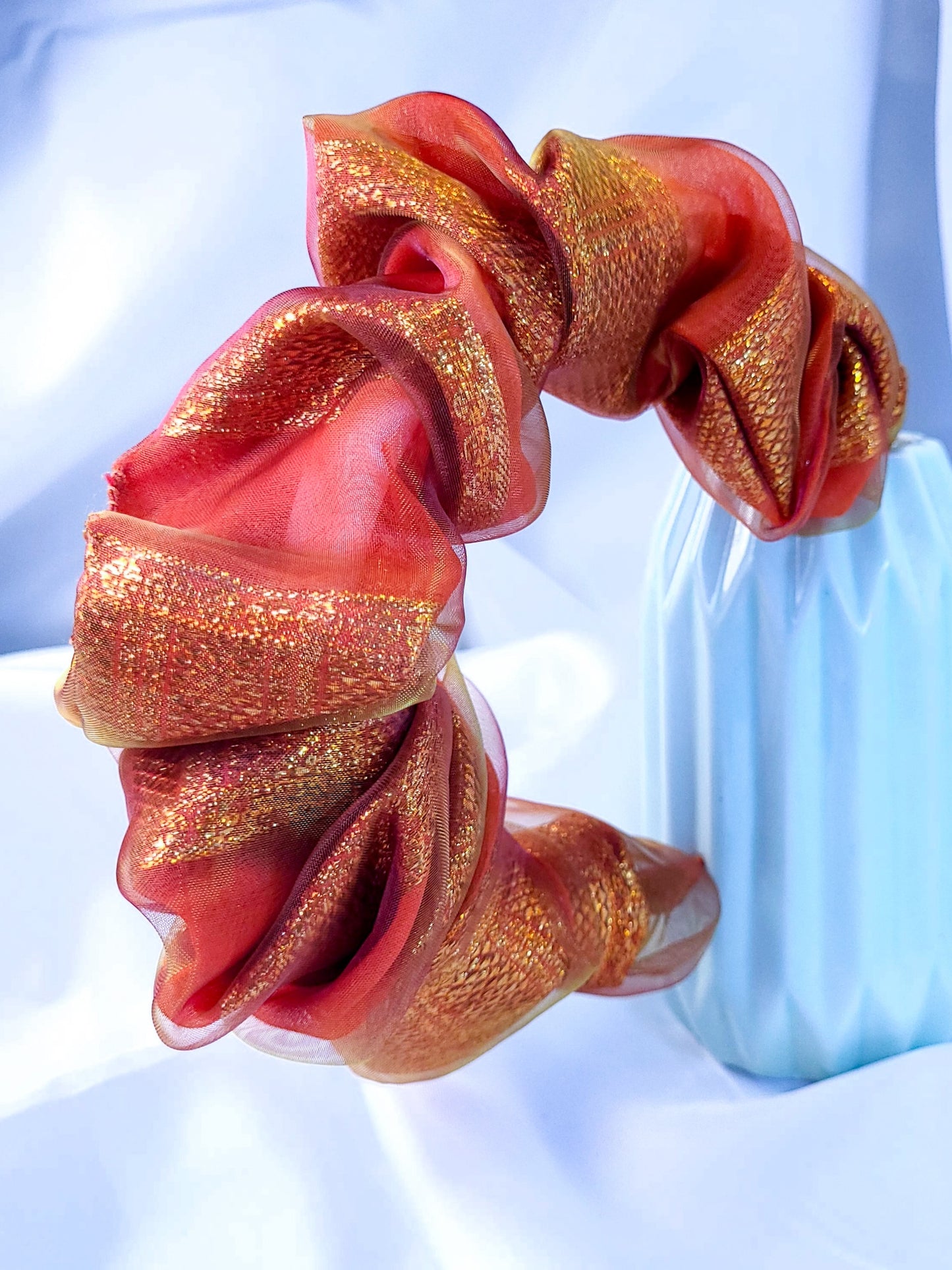 Serre-tête scrunchie - Organza orange