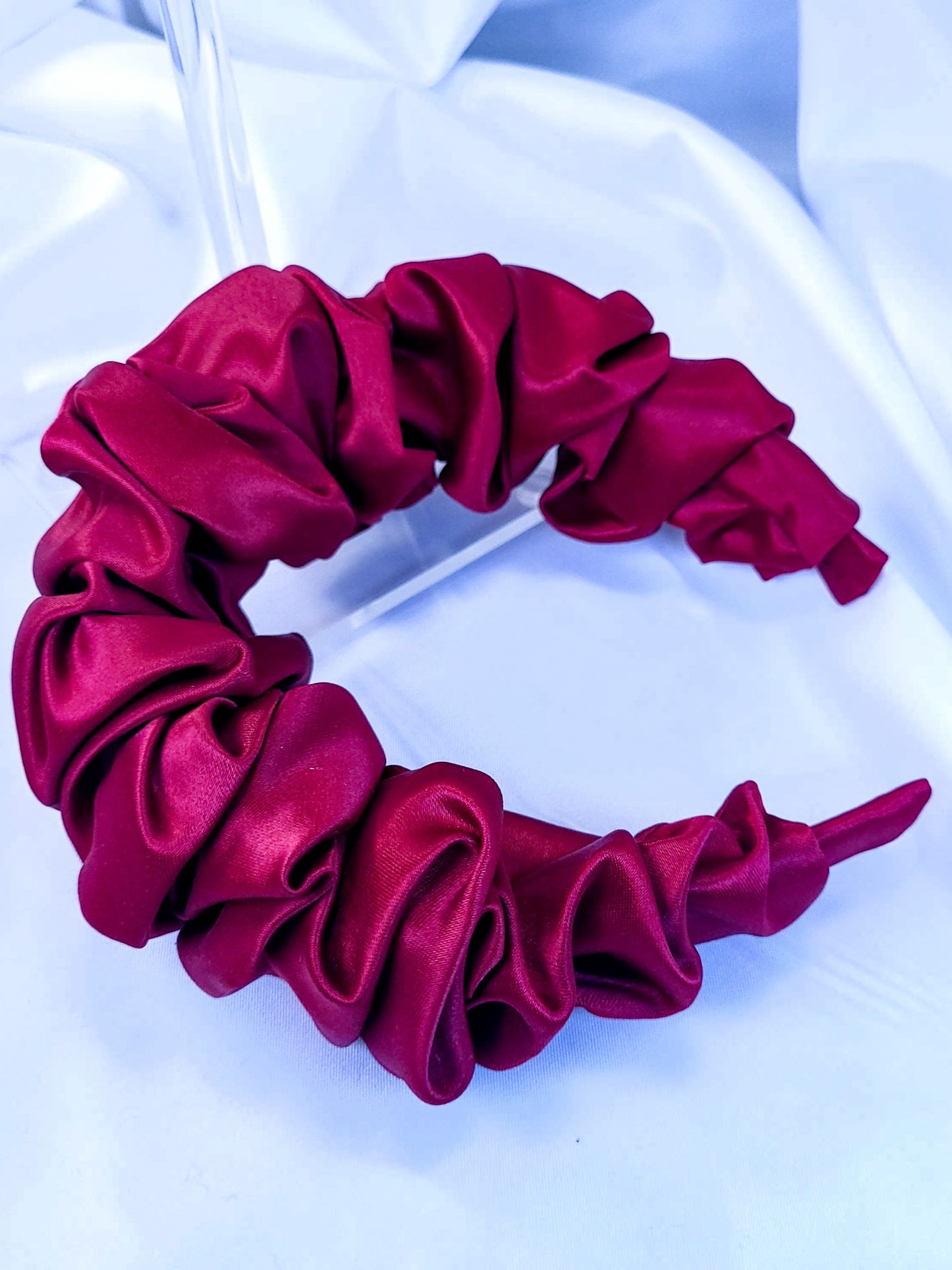 Serre-tête scrunchie -Satin Bordeau
