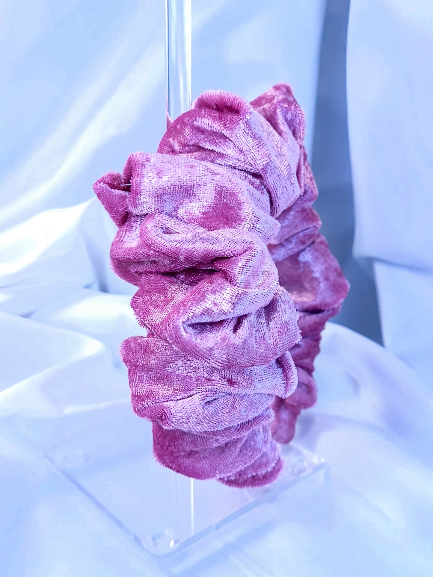 Serre-tête scrunchie - Velours rose
