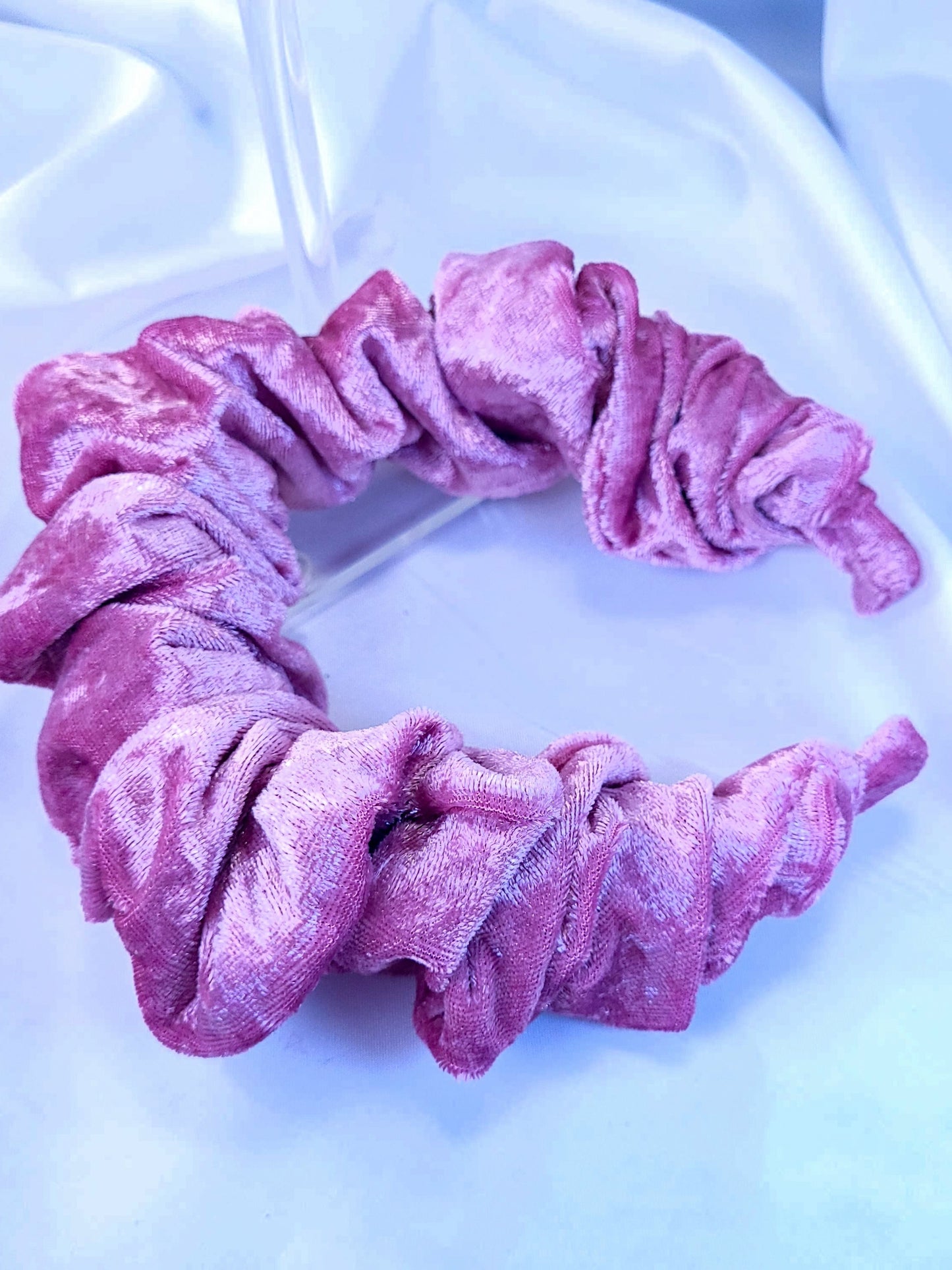 Serre-tête scrunchie - Velours rose
