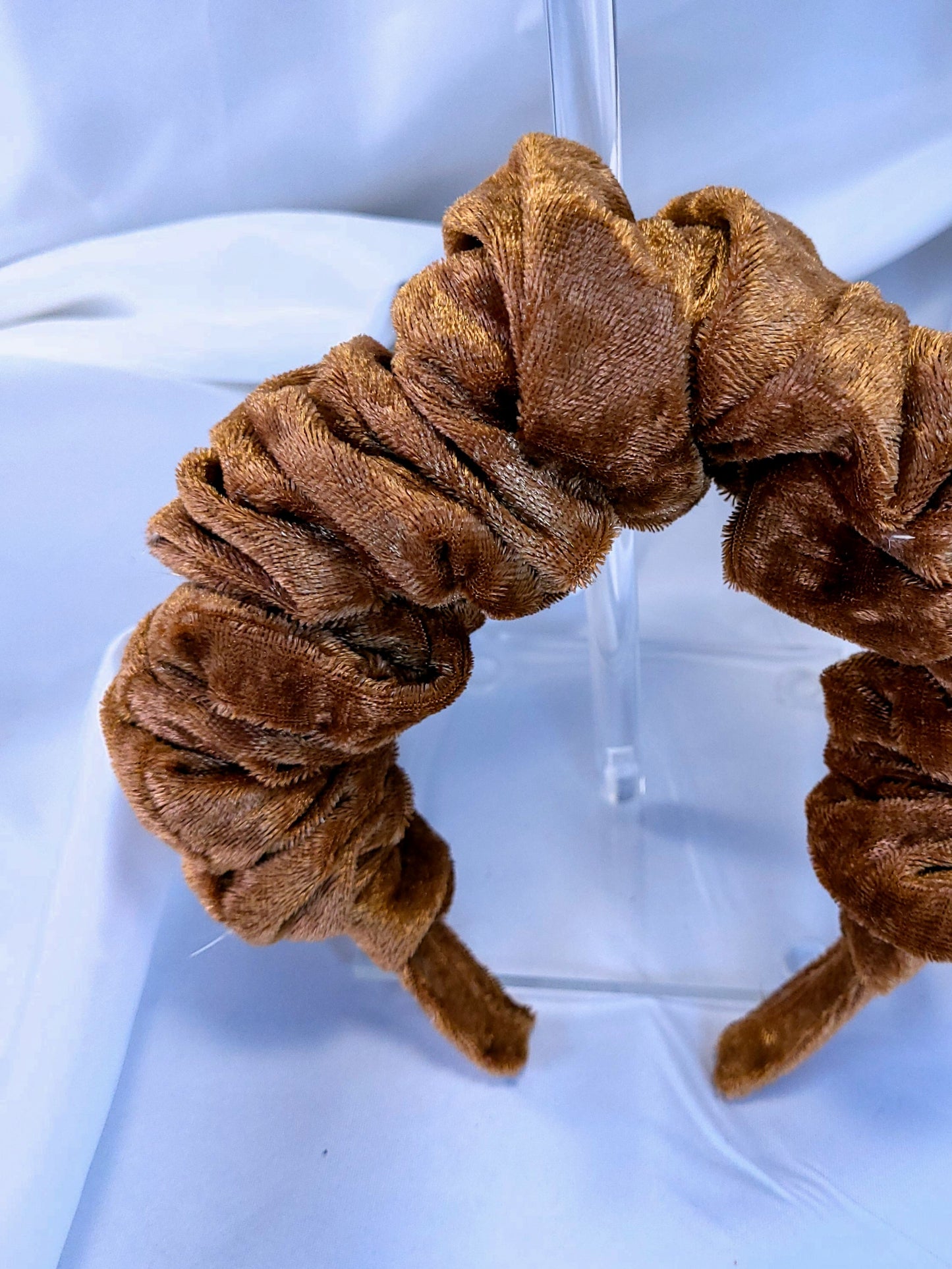 Serre-tête scrunchie -Velours marron
