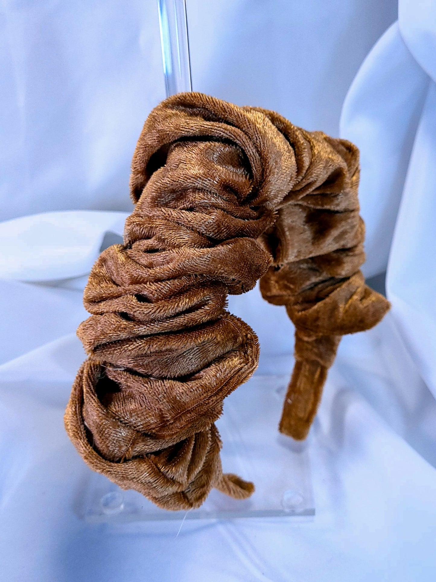 Serre-tête scrunchie -Velours marron
