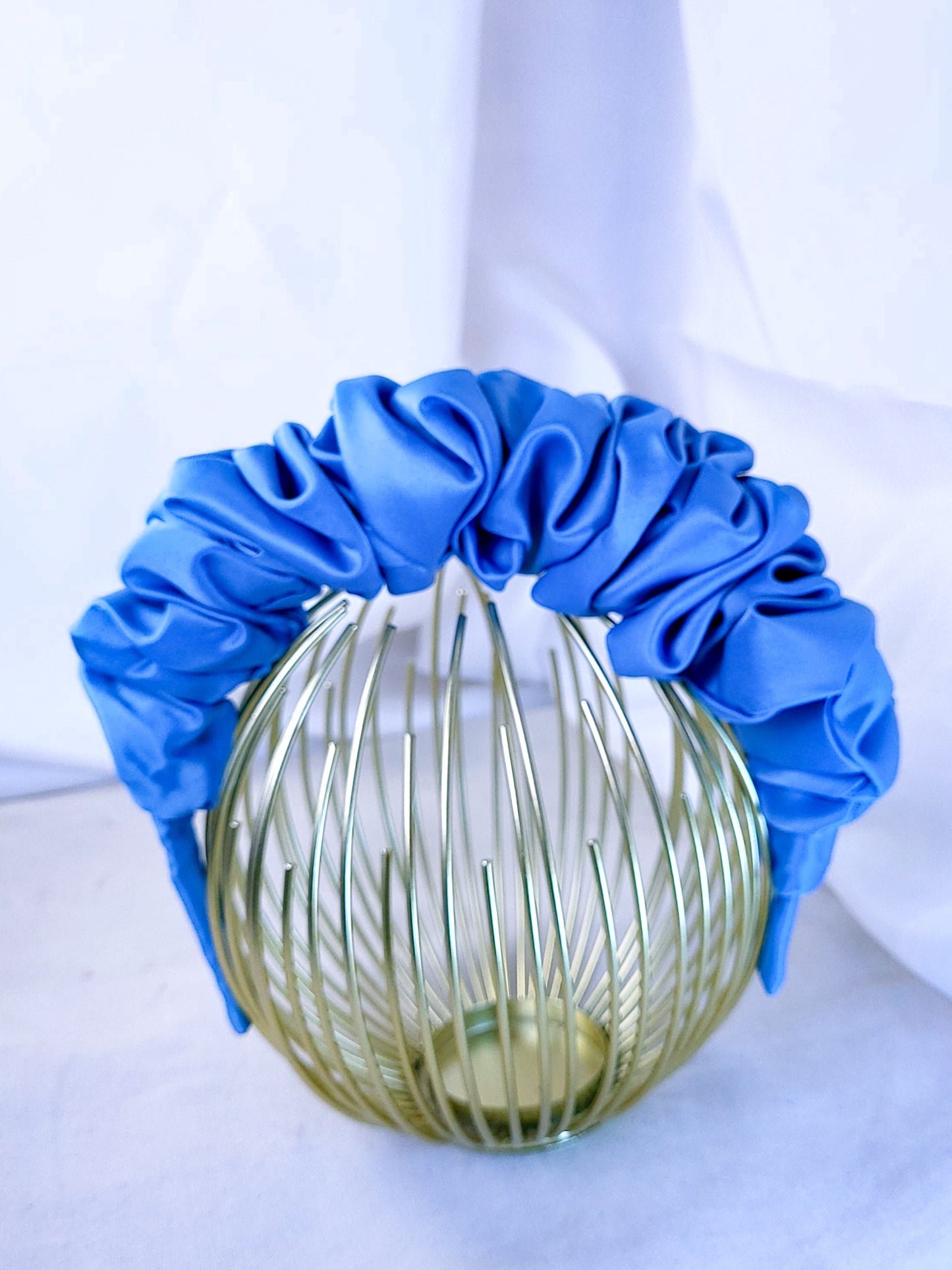 Serre-tête scrunchie - Satin bleu