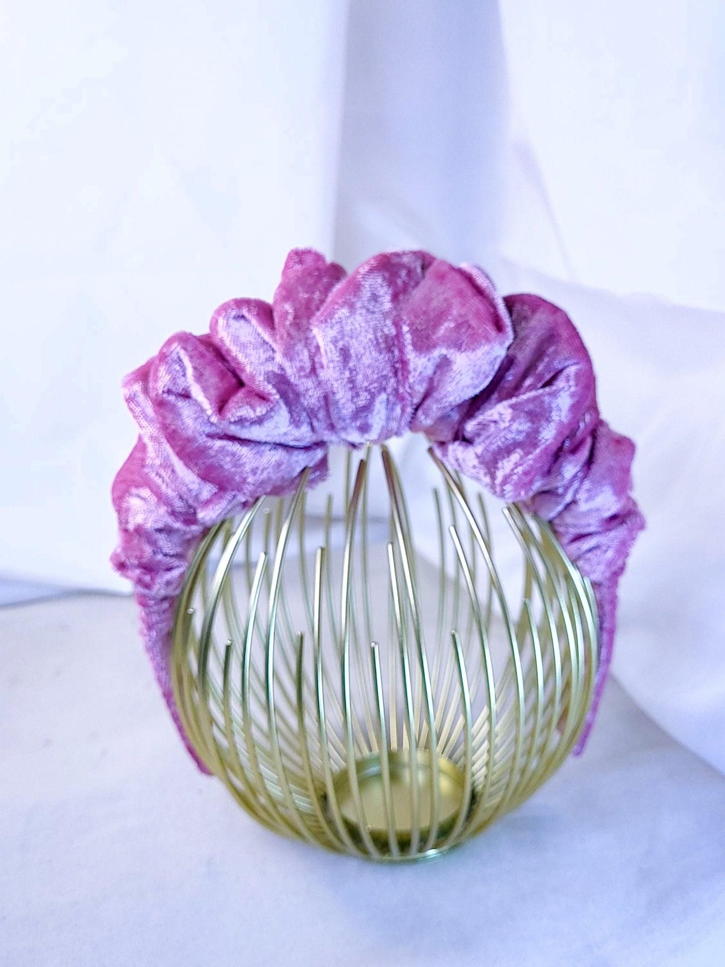 Serre-tête scrunchie - Velours rose