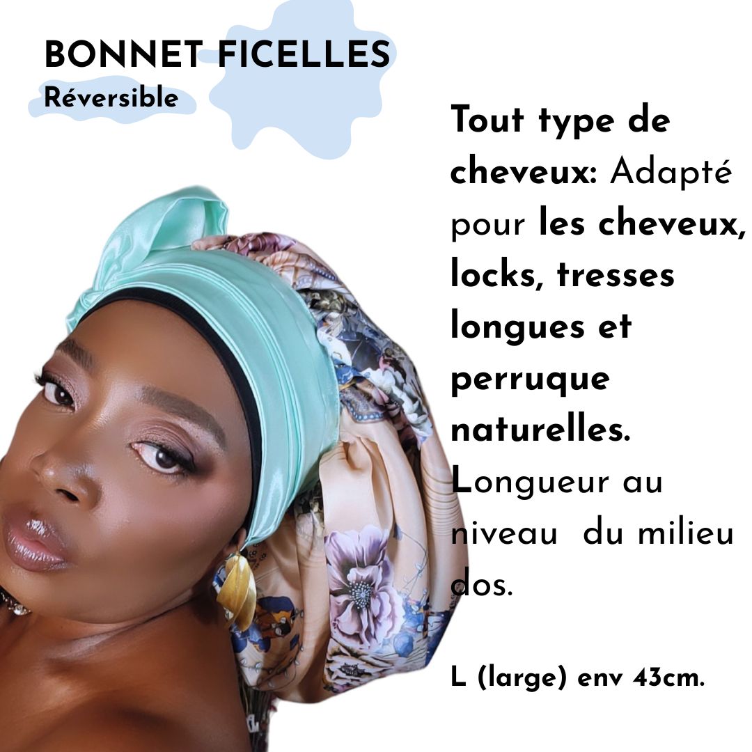 Bonnet en satin FICELLE. L - floral jaune