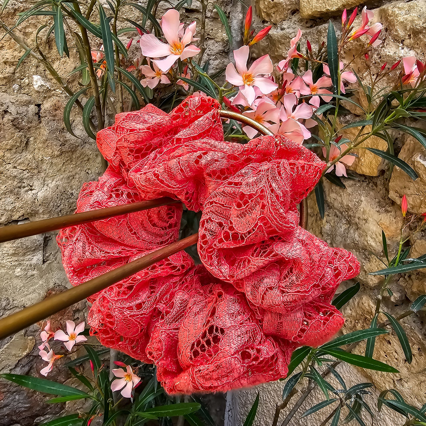 GRAND chouchou dentelle orange