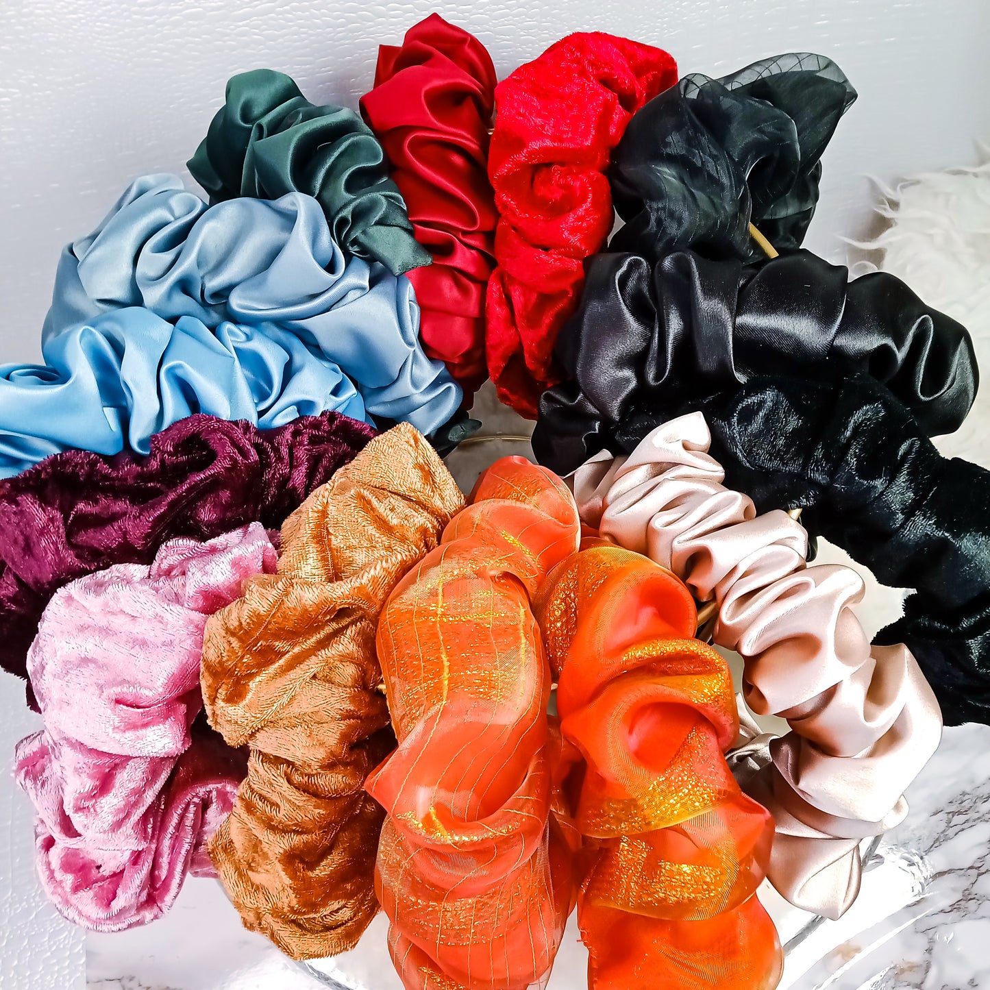 Serre-tête scrunchie - Velours rose