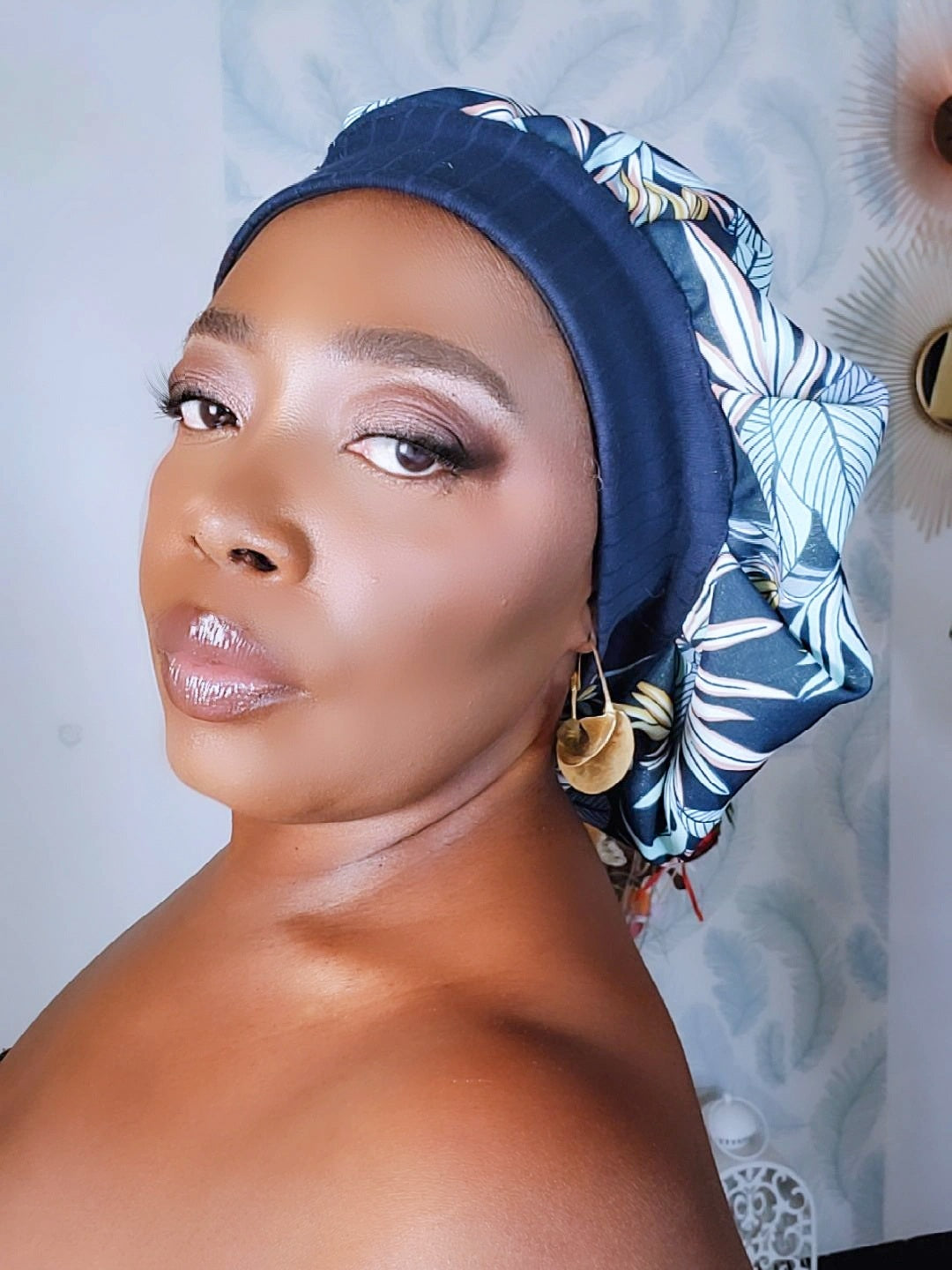 Bonnet en satin bandeau M -FLOWER