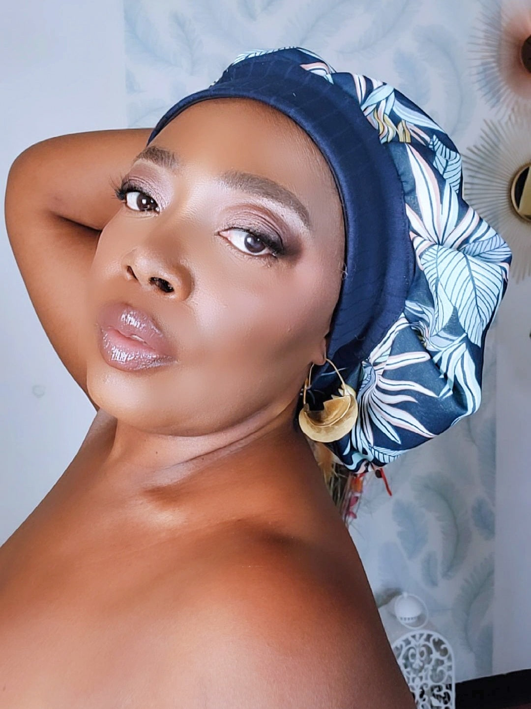 Bonnet en satin bandeau M -FLOWER
