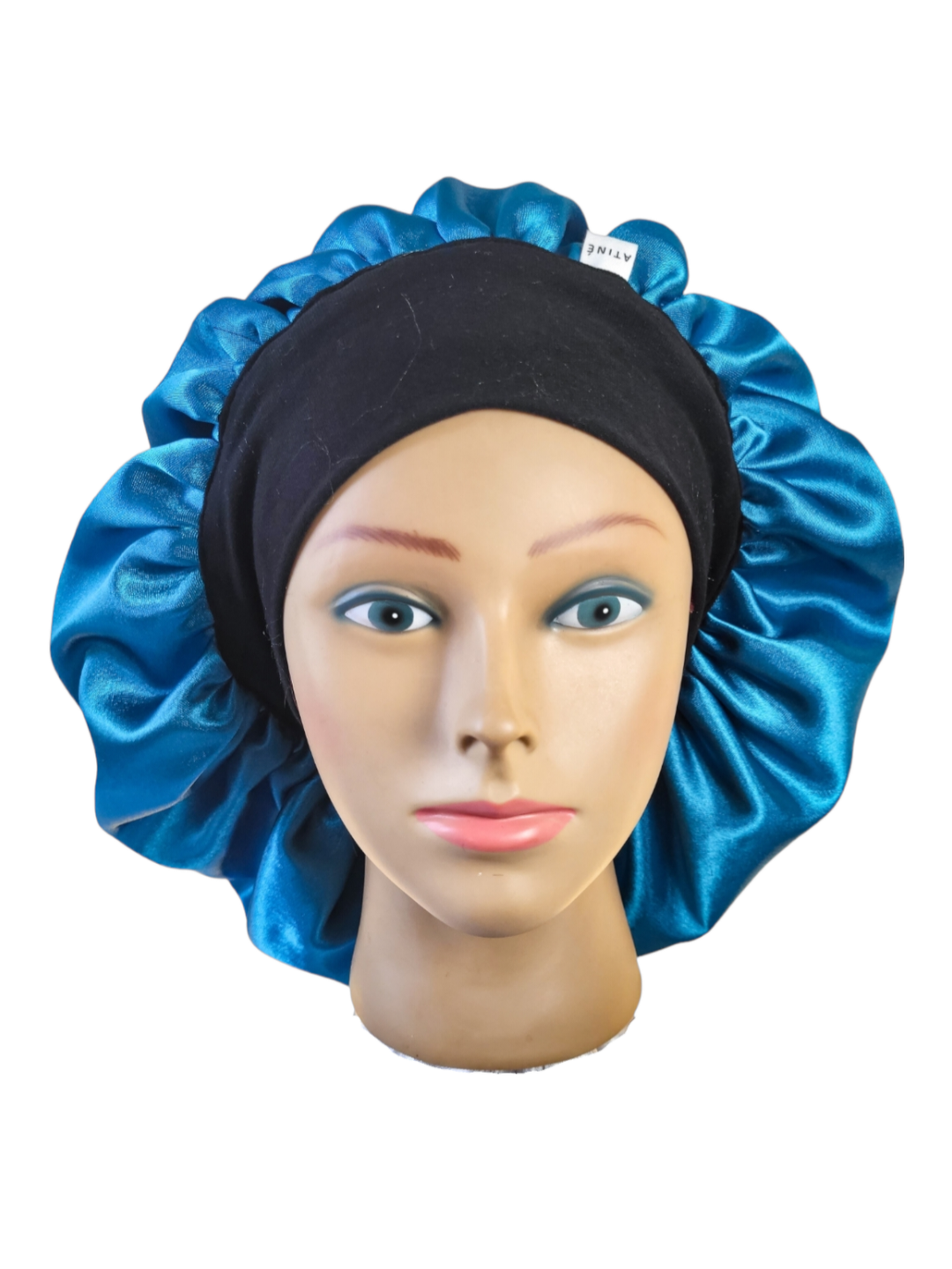 Bonnet en satin bandeau L -VERT PETROLE