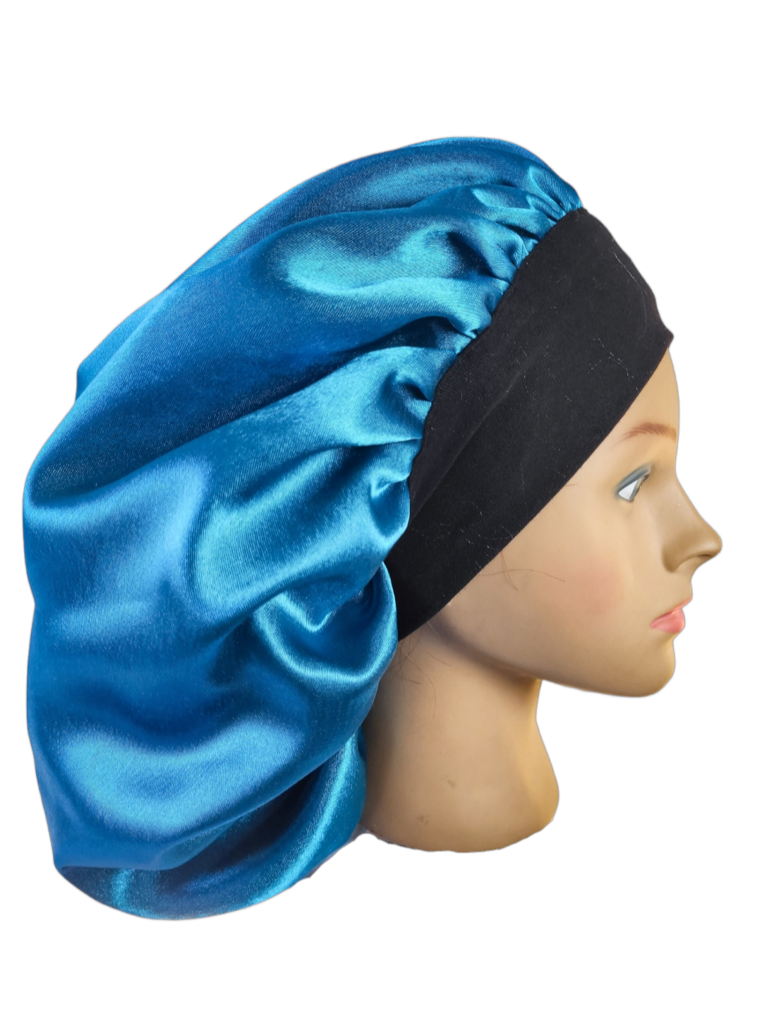 Bonnet en satin bandeau L -VERT PETROLE