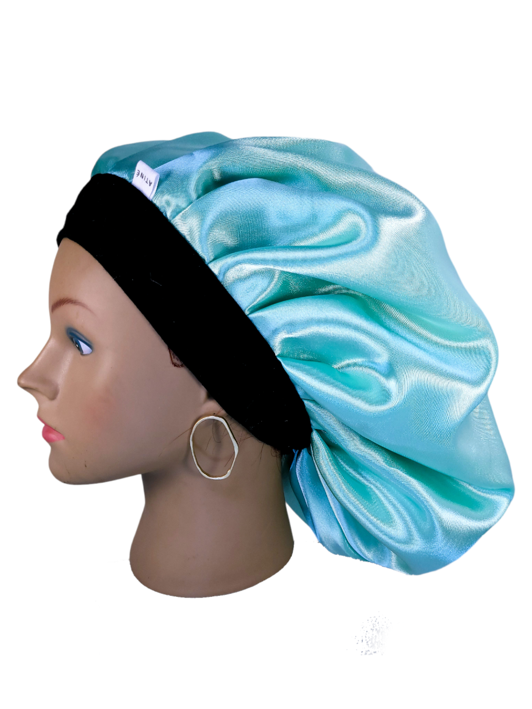 Bonnet en satin bandeau L -TURQUOISE