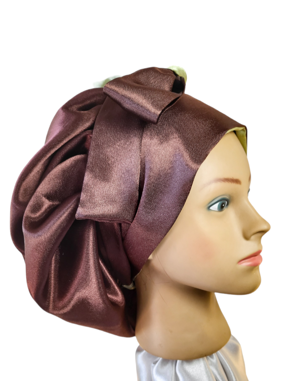 Bonnet en satin FICELLE. L - Nude marron
