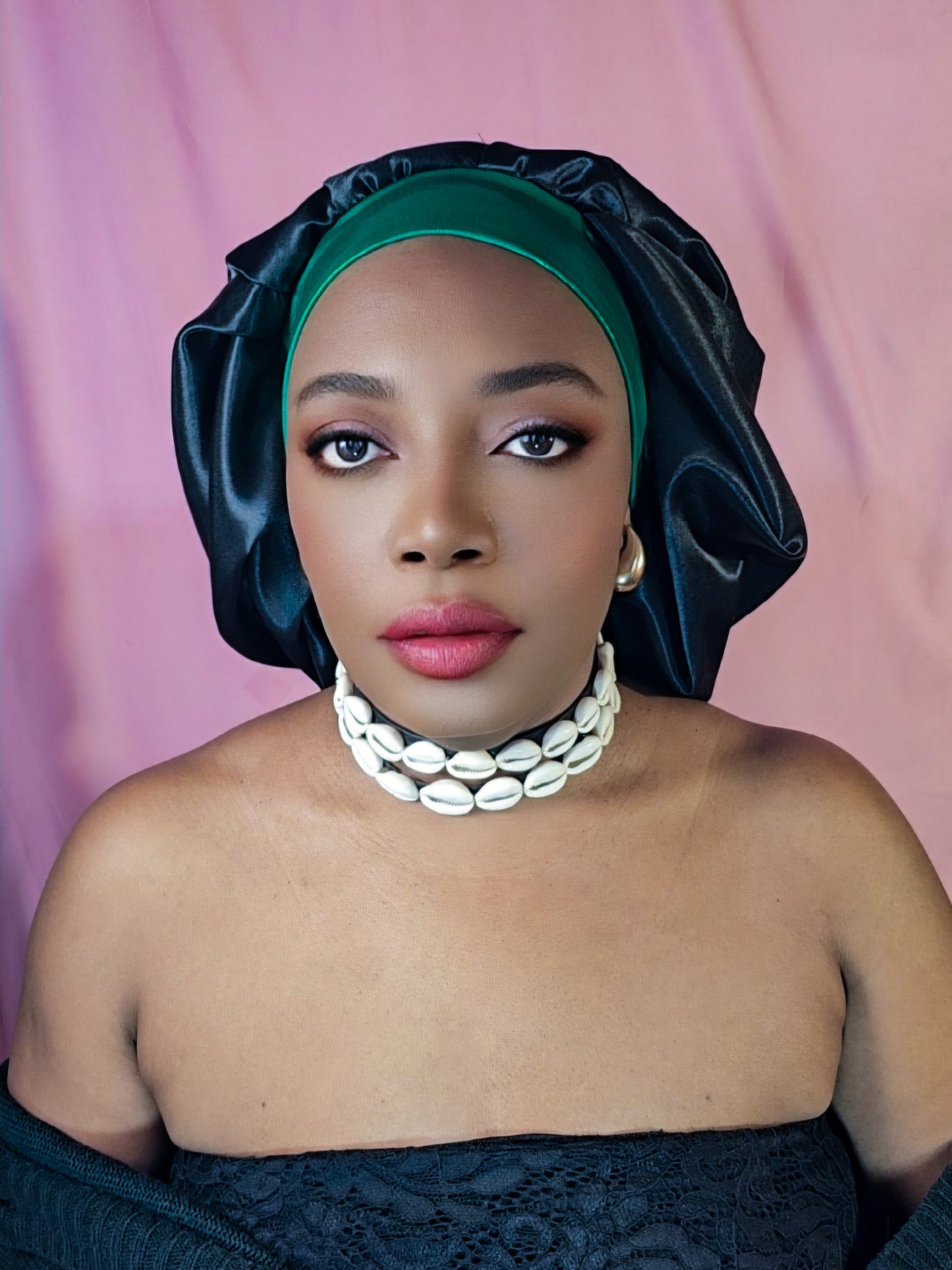 Bonnet en satin bandeau L -Orange (no3)