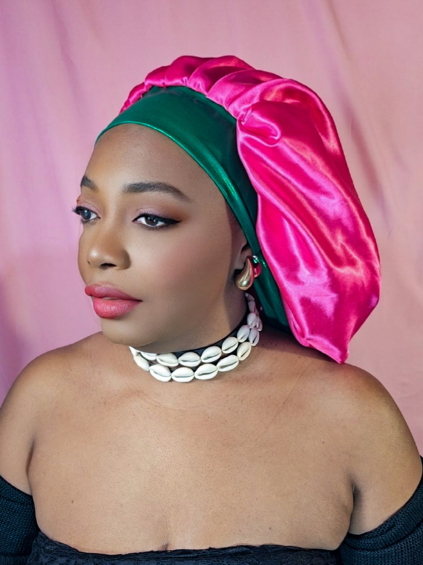 Bonnet en satin bandeau L -Fushia (no5)