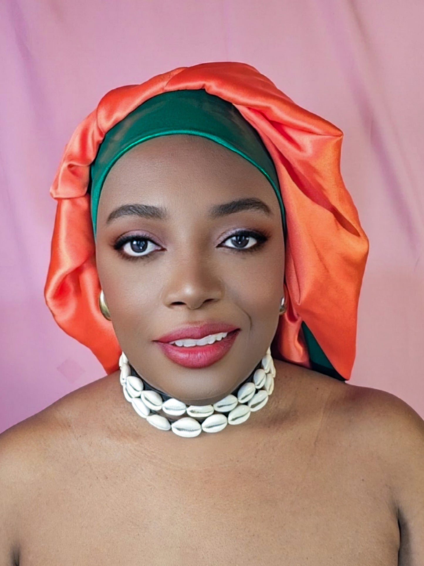 Bonnet en satin bandeau L -Orange (no3)