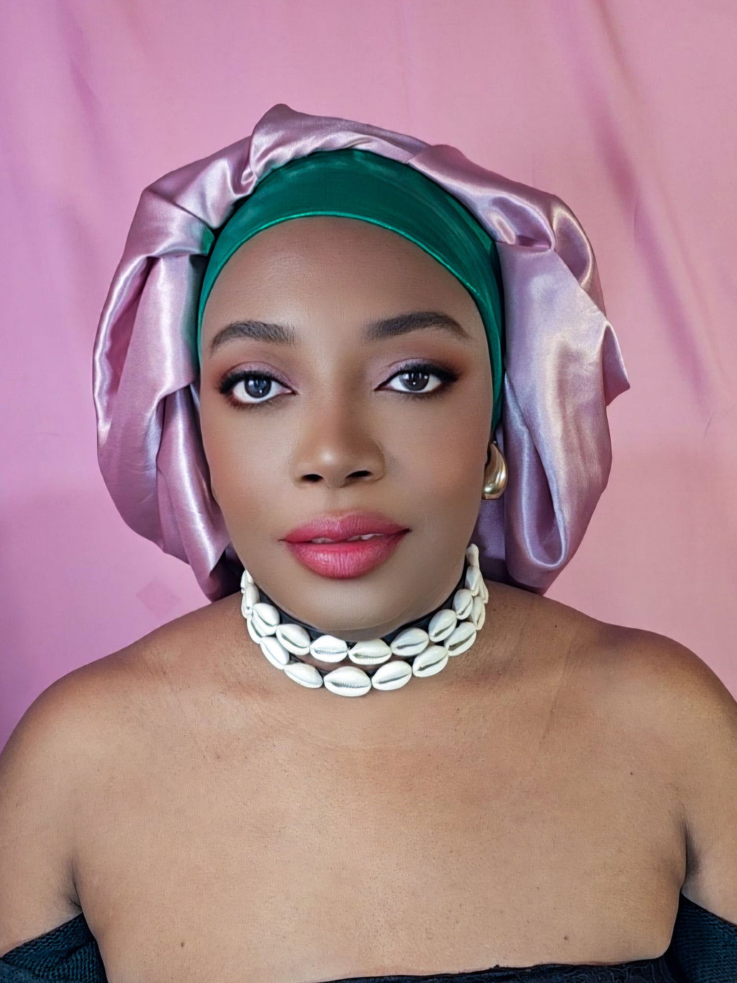 Bonnet en satin bandeau L -Fushia (no5)
