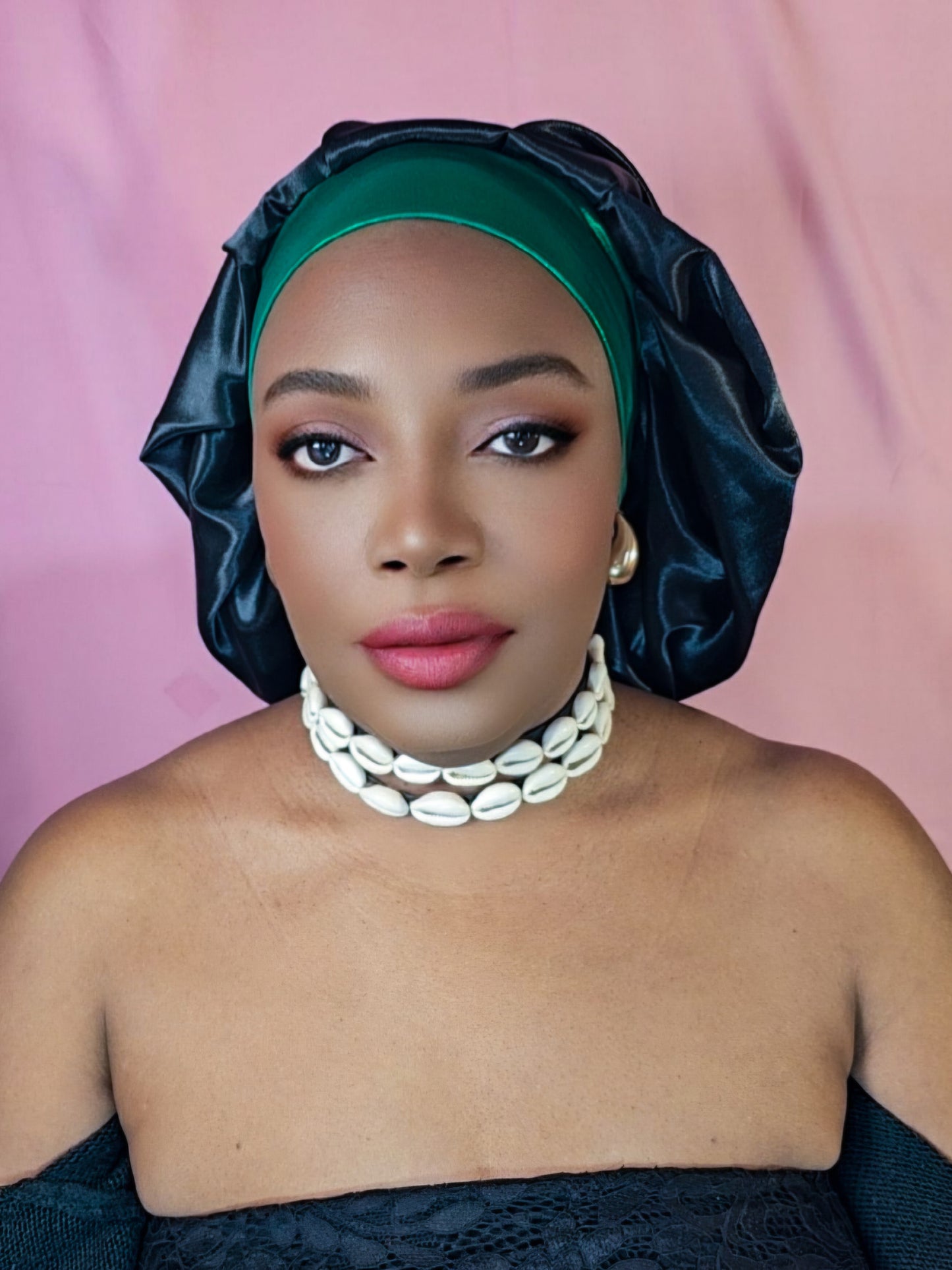 Bonnet en satin bandeau L -Bleu roi (no8)