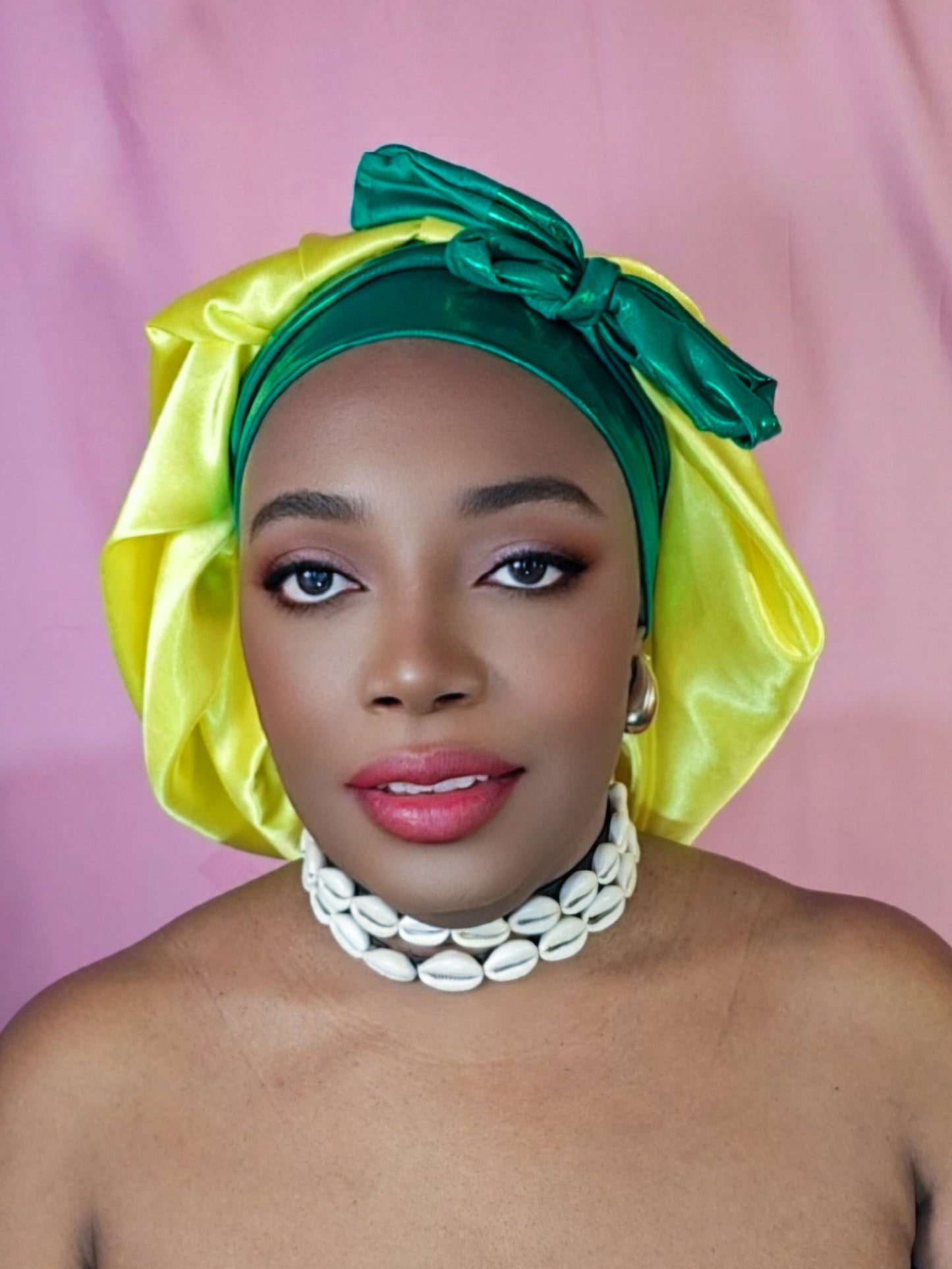 Bonnet en satin bandeau L -Jaune(no2)