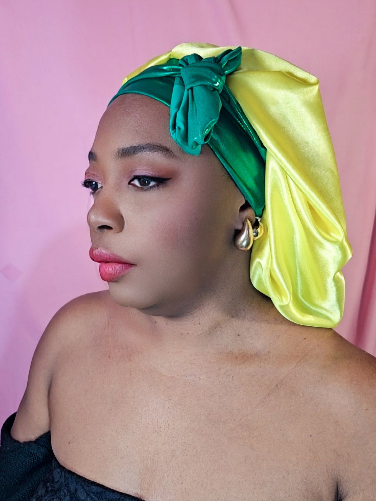 Bonnet en satin bandeau L -Jaune(no2)
