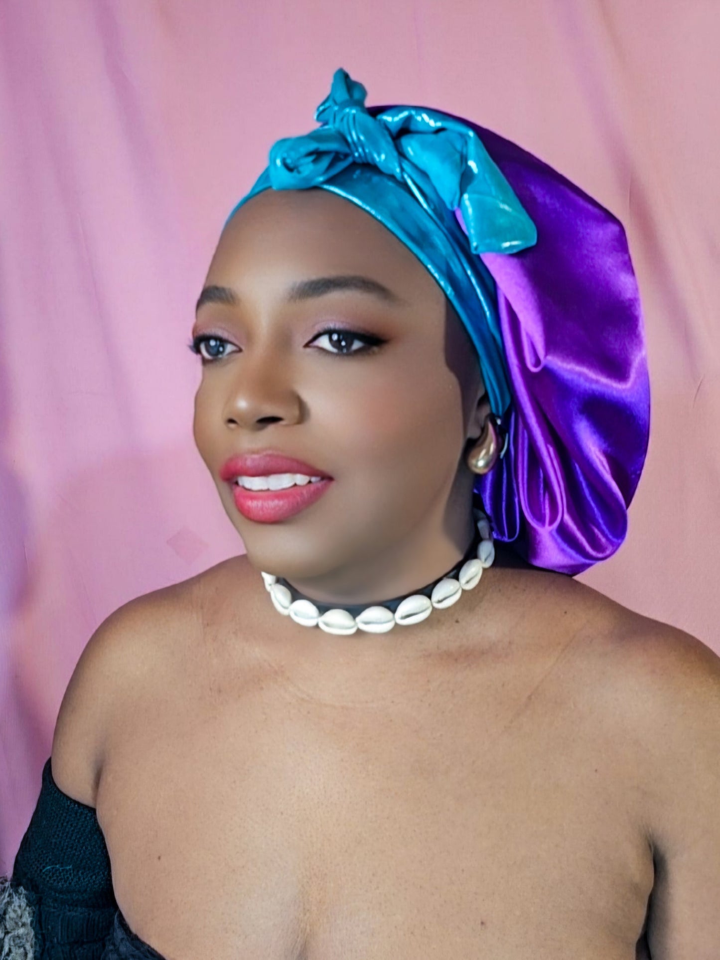 Bonnet en satin bandeau M -Violet (no6)