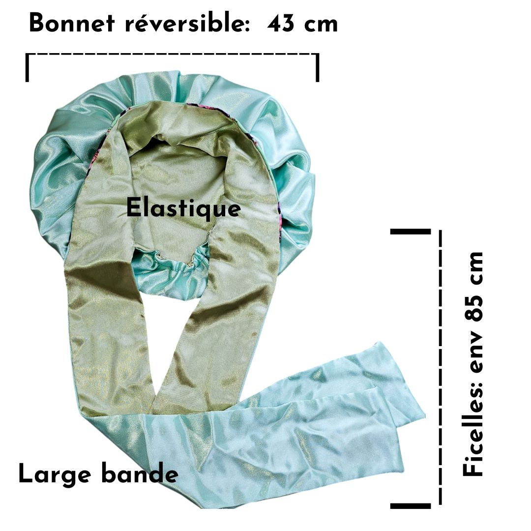 Bonnet en satin FICELLE. L - floral jaune