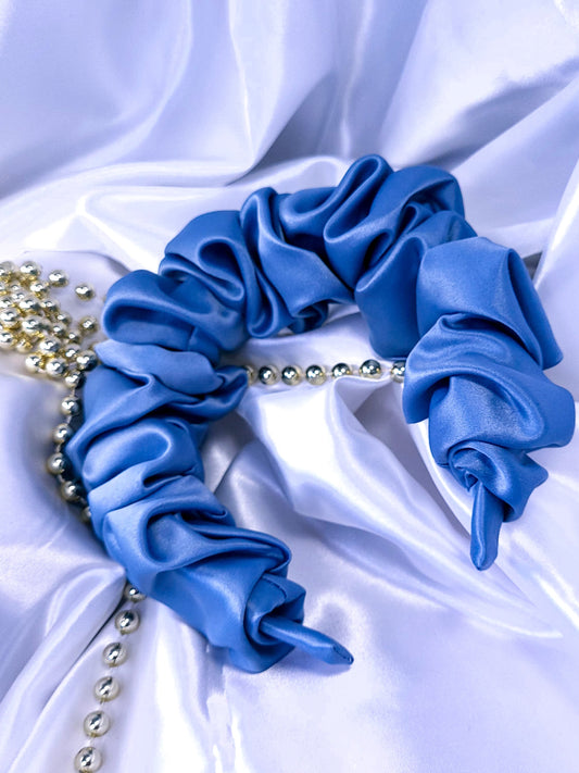 Serre-tête scrunchie -Satin gris foncé