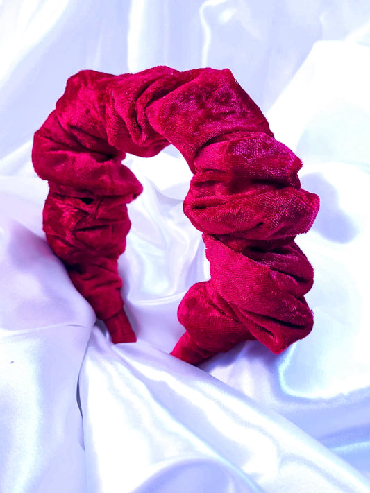 Serre-tête scrunchie -Velours rouge