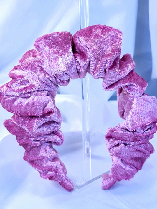 Serre-tête scrunchie  - Velours rose