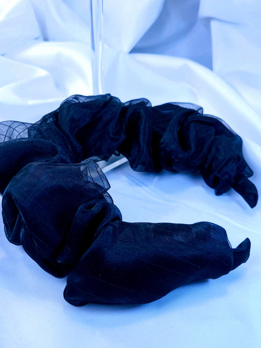 Serre-tête scrunchie -Organza noir