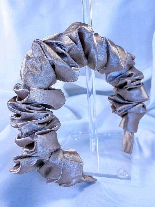 Serre-tête scrunchie -Satin champagne