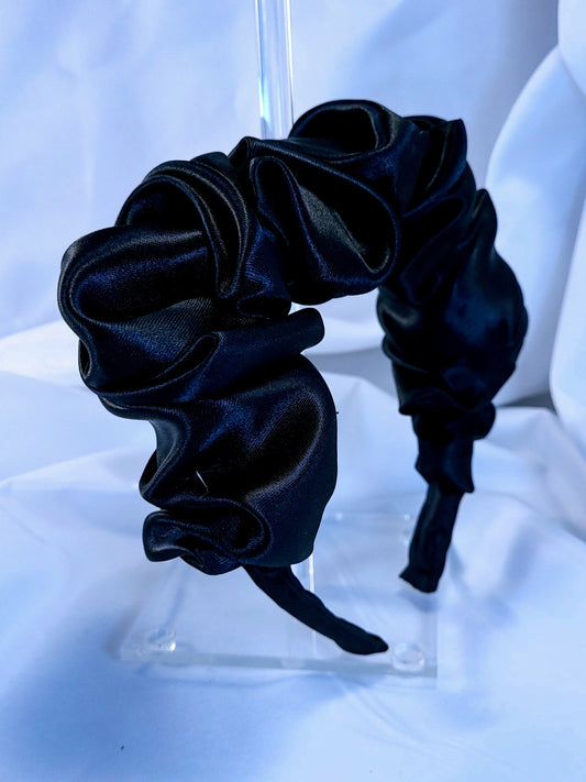 Serre-tête scrunchie -Satin noir