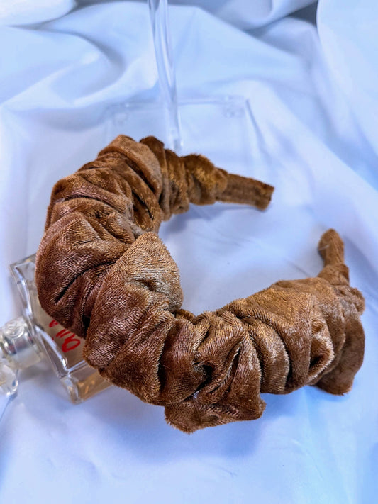 Serre-tête scrunchie -Velours marron