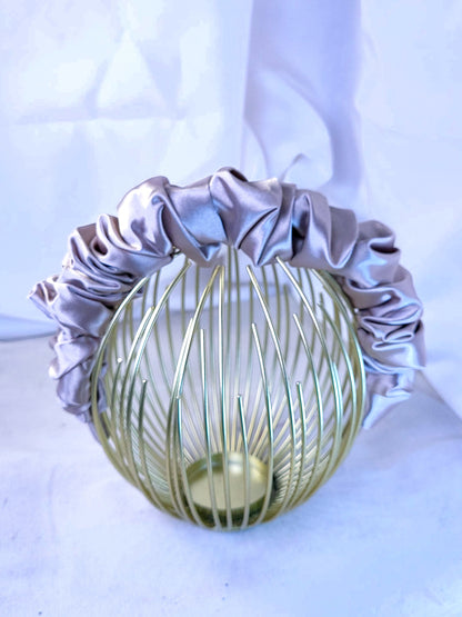 Serre-tête scrunchie -Satin champagne