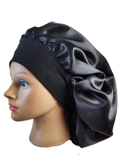 Bonnet en satin bandeau L -EBENE CACAO