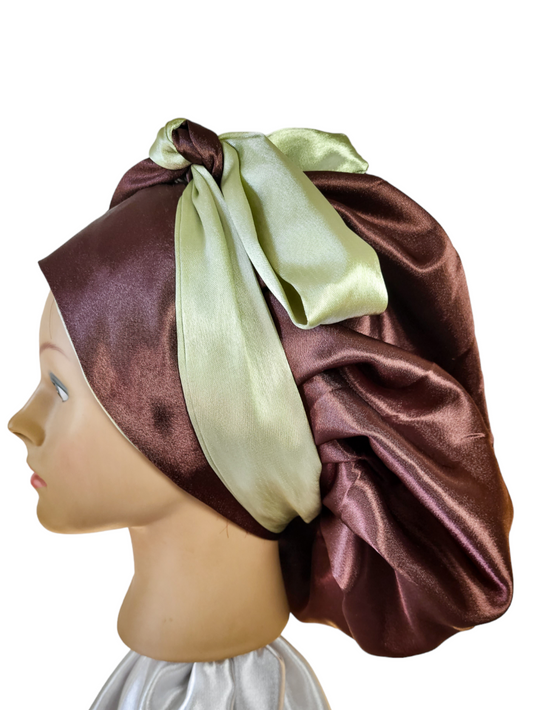 Bonnet en satin FICELLE. L - Nude marron