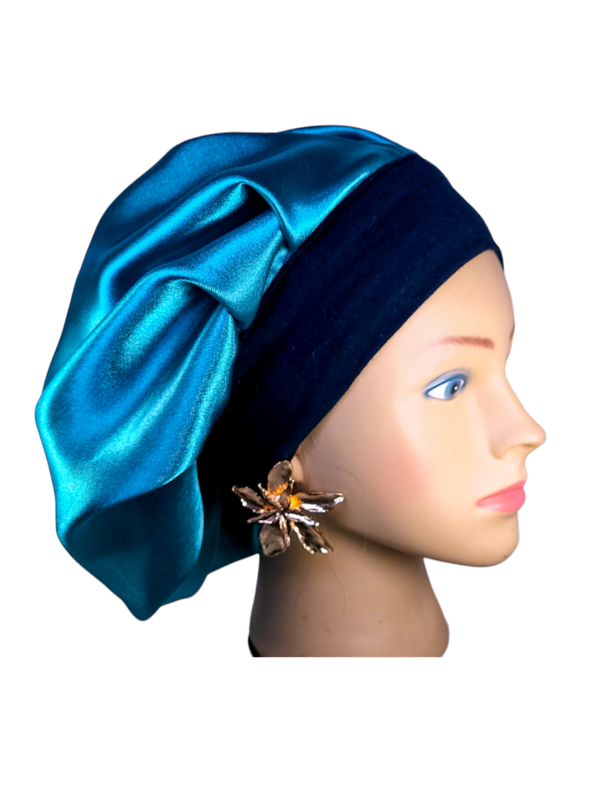 Bonnet en satin bandeau L - BLEU CIAN