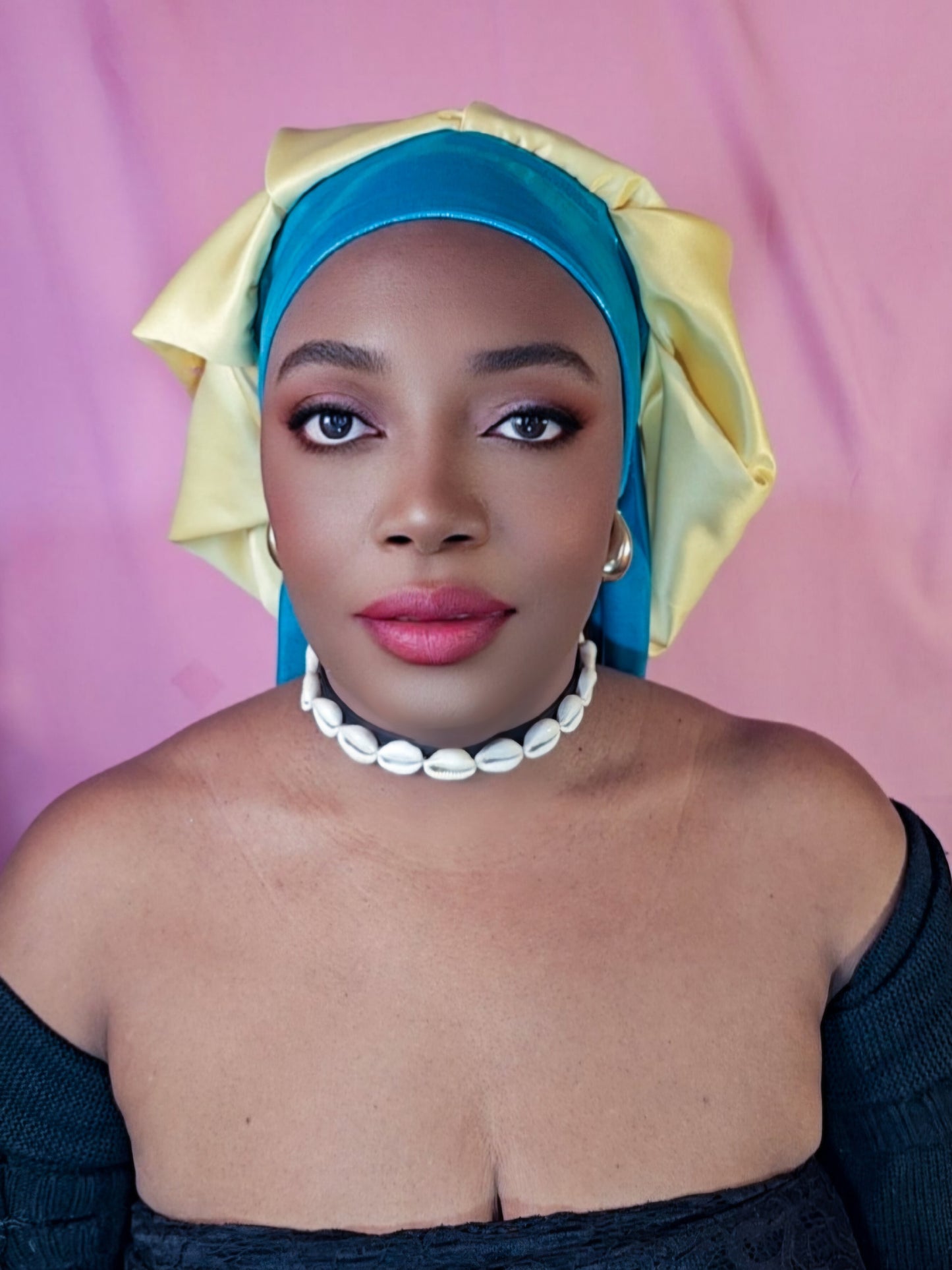 Bonnet en satin bandeau M -Or (no7)